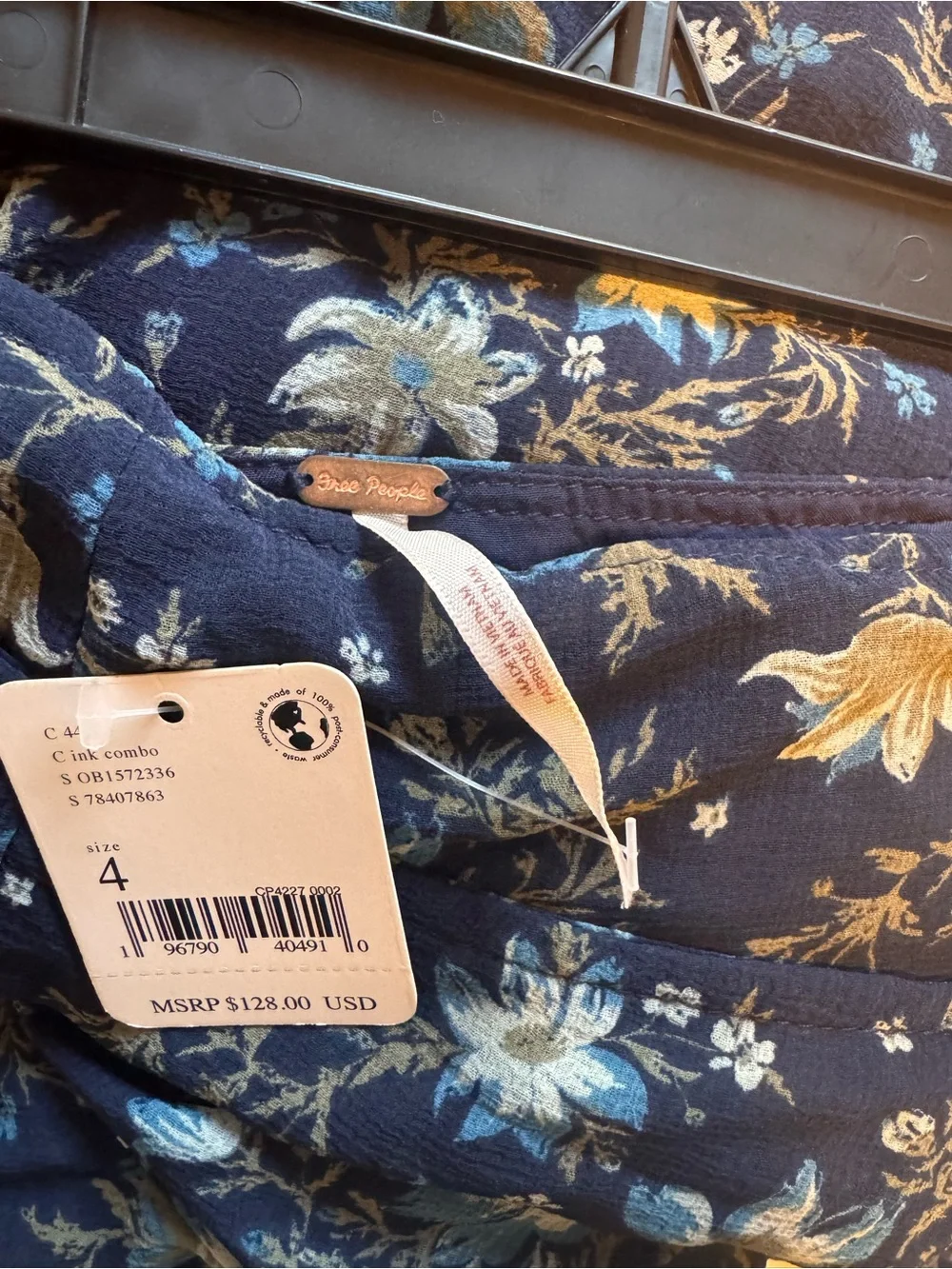 Free People Tie-Side Detail Floral Print Boho Maxi Skirt - Size 4, NWT - Picture 5 of 5
